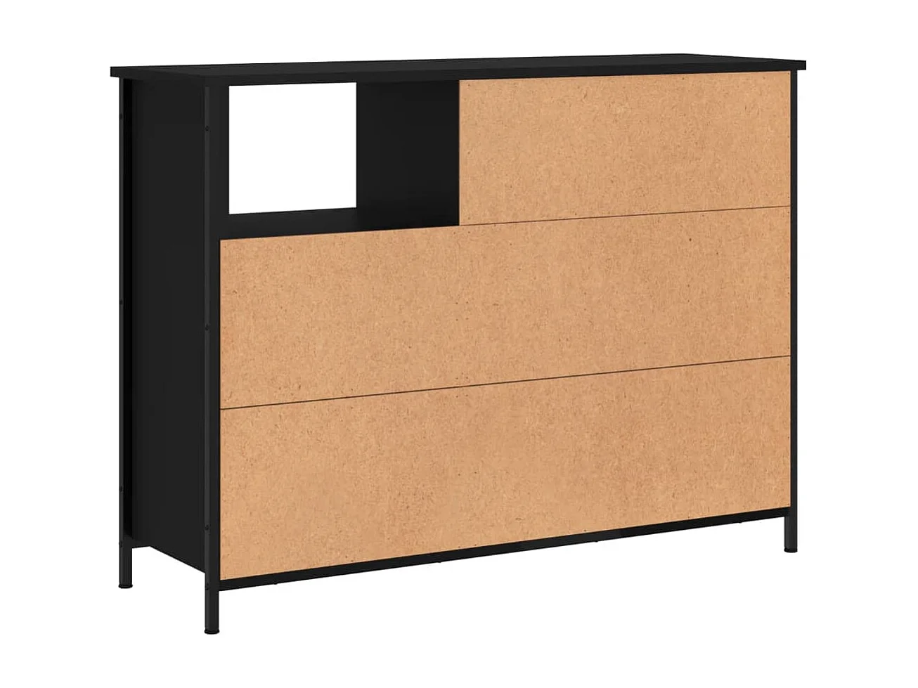 Credenza buffet cassettiera mobile contenitore organizer cucina soggiorno soggiorno 100 x 33 x 75 cm derivati ​​del legno nero 02_0035788