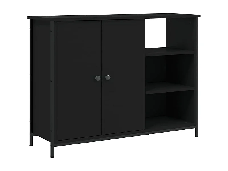 Aparador buffet cómoda armario unidad de almacenamiento organizador cocina salón salón 100 x 33 x 75 cm madera contrachapada negro 02_0035788