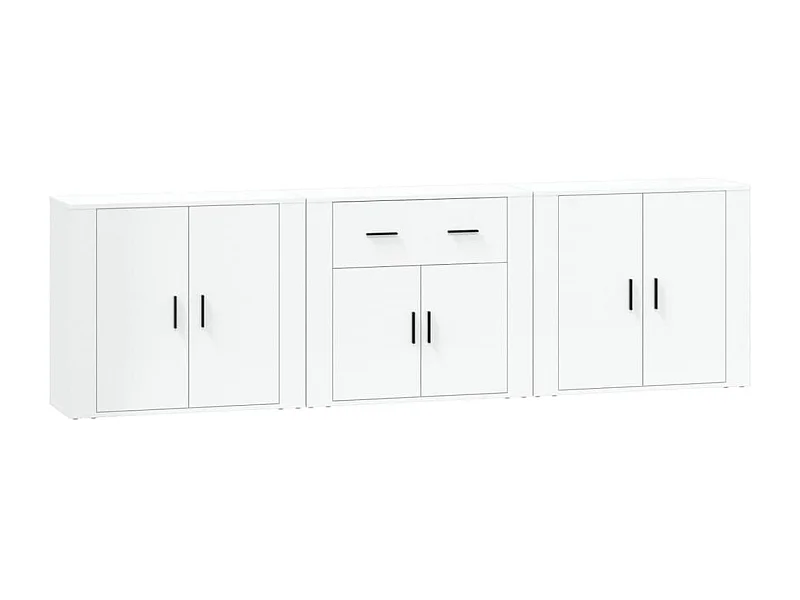 Buffet credenza cassettiera mobile contenitore organizer cucina soggiorno soggiorni 3 pz bianco derivati ​​del legno 02_0037009