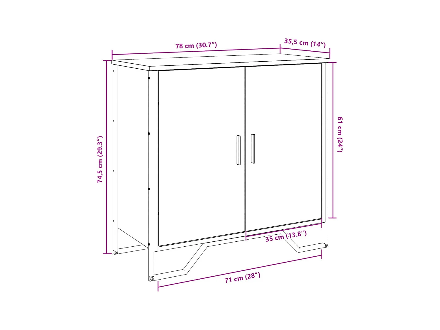 Aparador buffet cómoda armario unidad de almacenamiento organizador cocina salón salón Sonoma 78 x 35,5 x 74,5 cm madera contrachapada marrón 02_0031710