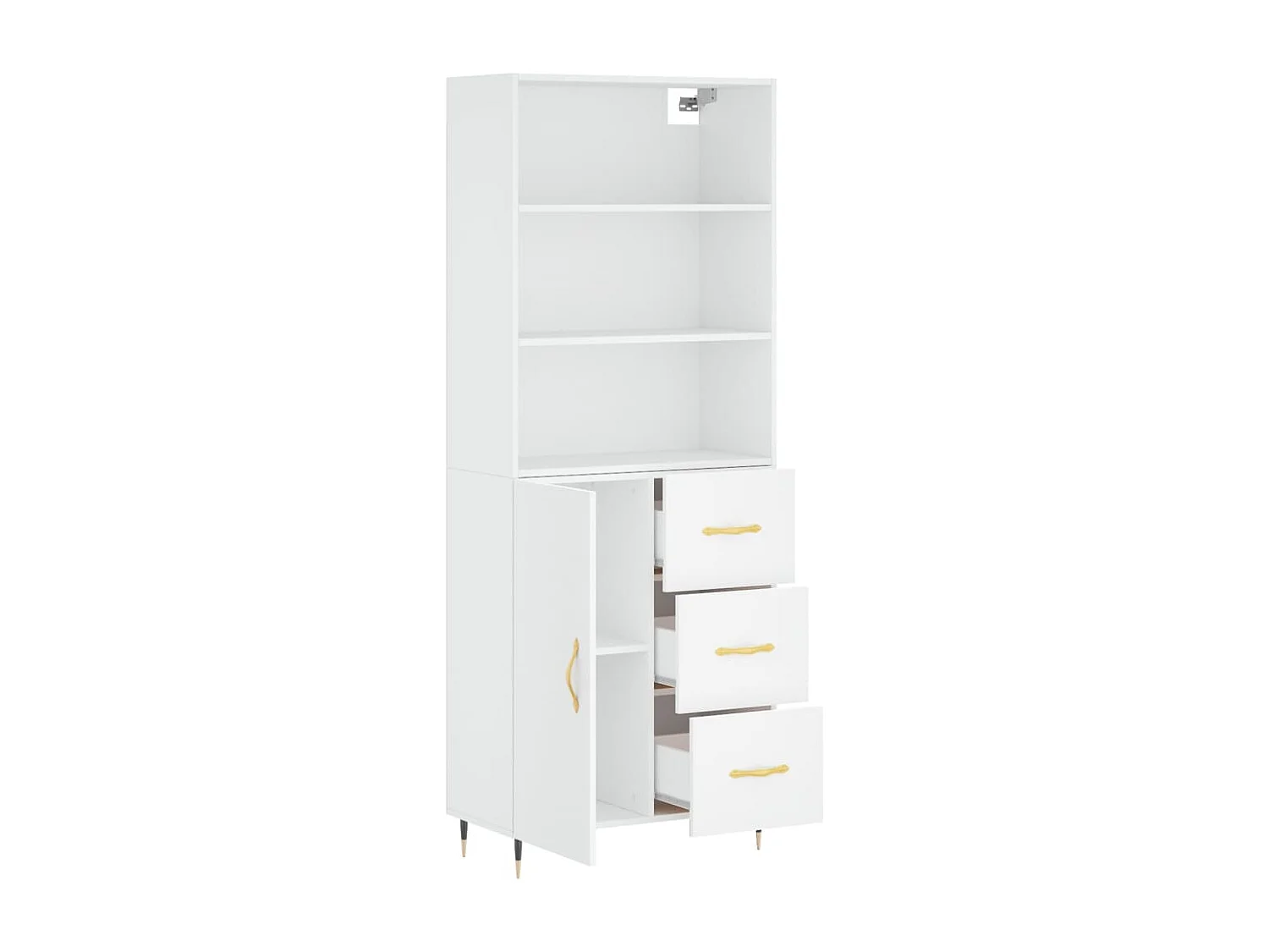 Credenza buffet cassettiera mobile contenitore organizer cucina soggiorno soggiorno alto 69,5 x 34 x 180 cm derivati ​​del legno bianco 02_0032741