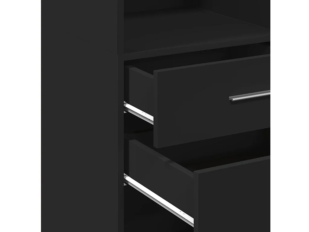 Buffet aparador cômoda armário organizador unidade cozinha sala sala alta 45 x 42,5 x 124 cm madeira trabalhada preta 02_0034930