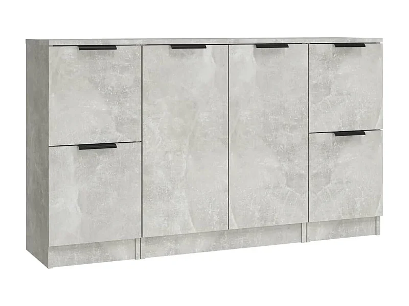 Credenza buffet cassettiera mobile contenitore organizer cucina soggiorno soggiorni 3 pz derivati ​​del legno grigio 02_0037137