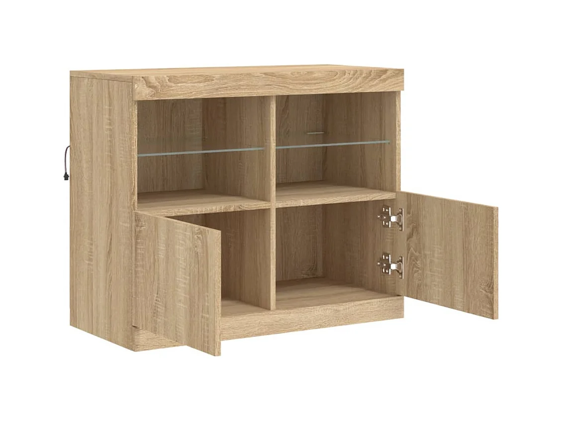 Aparador buffet cómoda armario mueble organizador cocina salón salón con luces LED Sonoma 81 x 37 x 67 cm marrón 02_0029971
