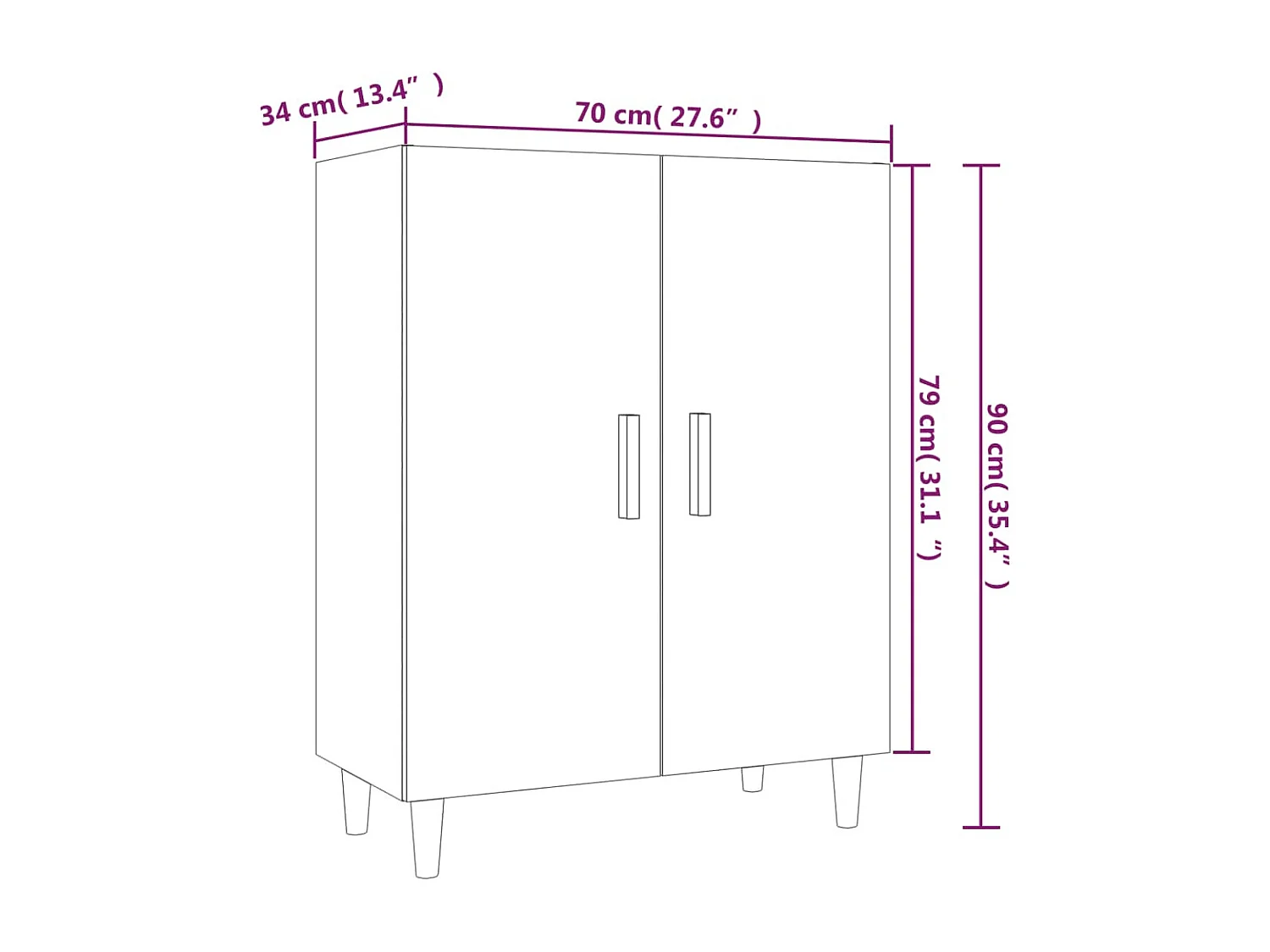 Credenza buffet cassettiera mobile contenitore organizer cucina soggiorno soggiorno 70 x 34 x 90 cm derivati ​​del legno marrone 02_0031087