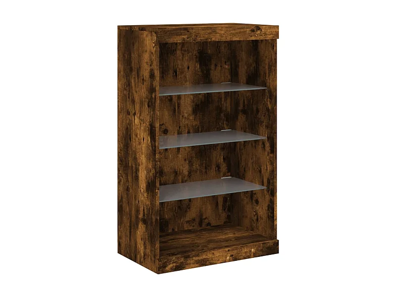 Aparador Cómoda Cómoda Armario Unidad de Almacenamiento Organizador Cocina Salón Salón con Luces LED 60,5 x 37 x 100 cm Marrón 02_0029887