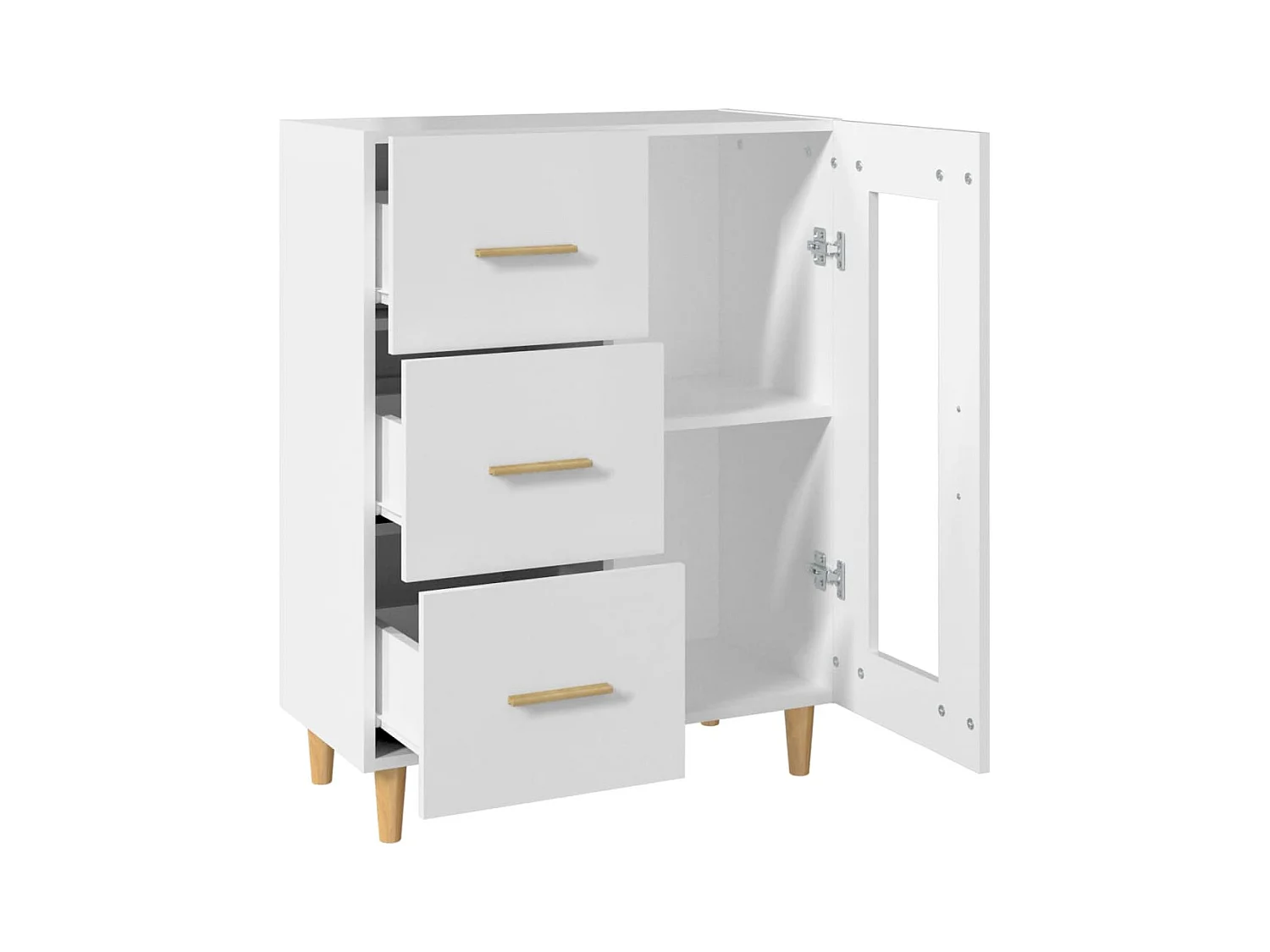 Aparador buffet cómoda armario unidad de almacenamiento organizador cocina salón salón 69,5 x 34 x 90 cm madera contrachapada blanco 02_0030430