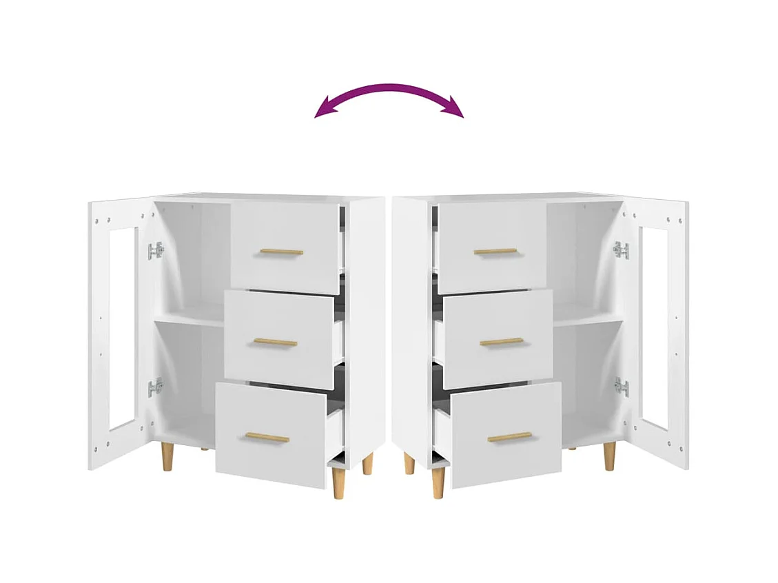 Aparador buffet cómoda armario unidad de almacenamiento organizador cocina salón salón 69,5 x 34 x 90 cm madera contrachapada blanco 02_0030430