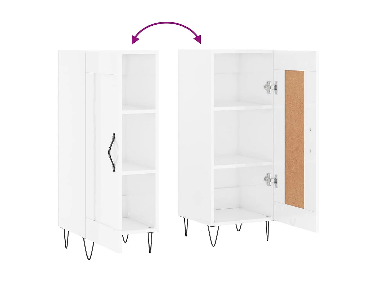 Buffet aparador cômoda armário unidade de armazenamento organizador cozinha sala brilhante 34,5 x 34 x 90 cm madeira trabalhada branca 02_0030630