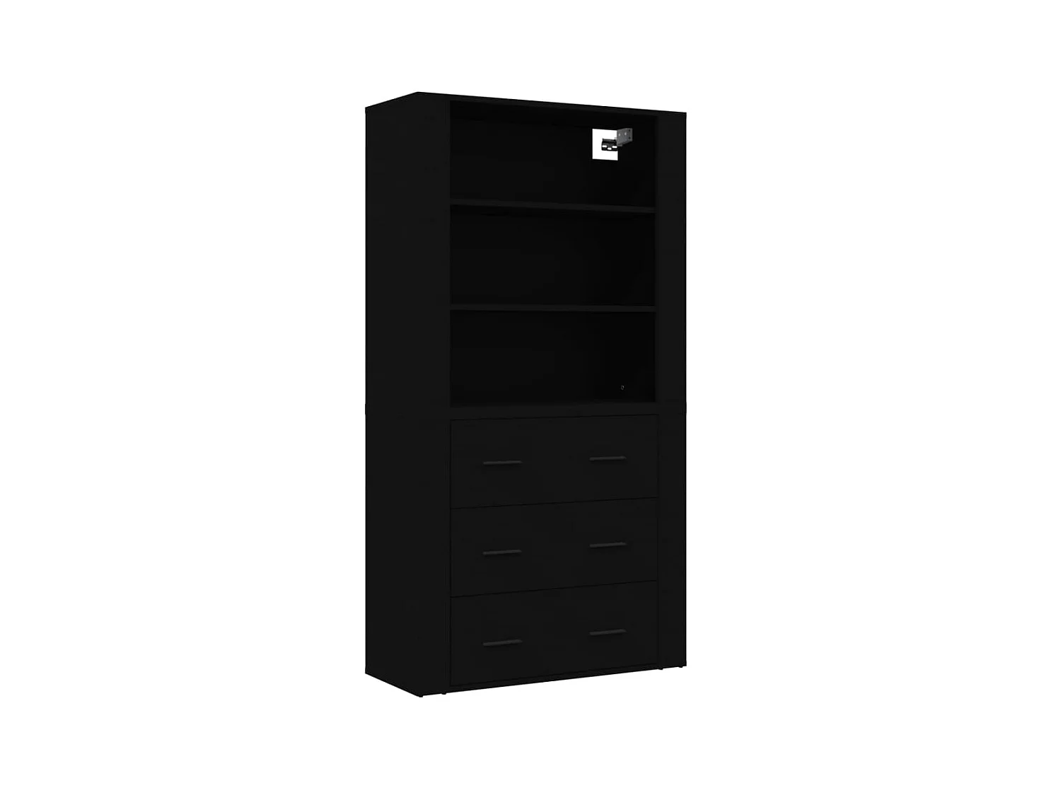 Credenza Credenza Comò Armadietto Contenitore Organizzatore Cucina Soggiorno Soggiorno Top Legno composito nero 02_0035145