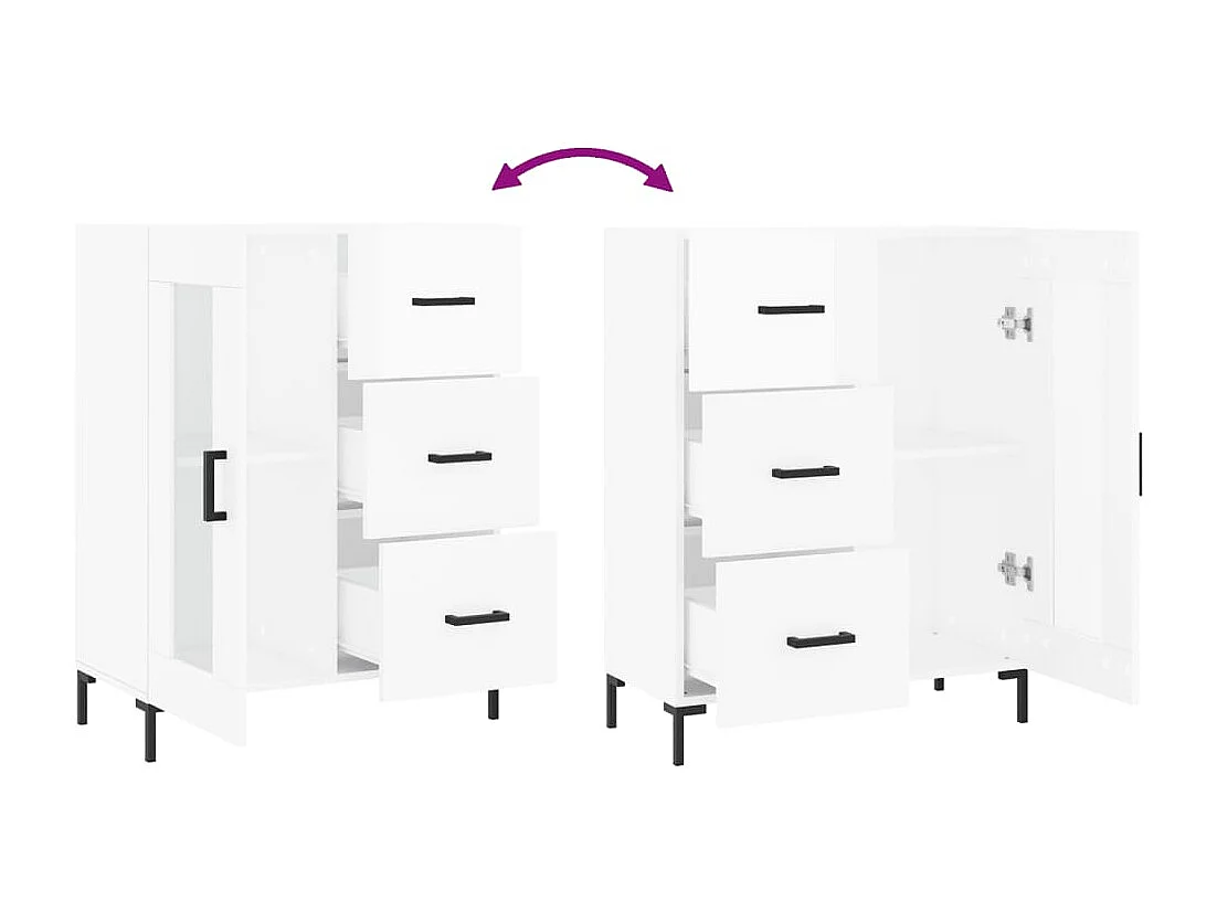 Aparador buffet cómoda armario mueble organizador cocina salón brillante 69,5 x 34 x 90 cm madera contrachapada blanco 02_0030694