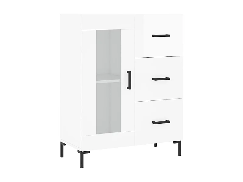 Aparador cômoda armário armário organizador cozinha sala brilhante 69,5 x 34 x 90 cm madeira trabalhada branco 02_0030694