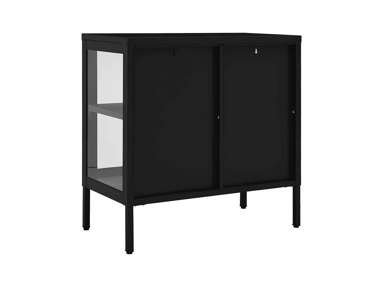 Aparador buffet cómoda armario mueble organizador cocina salón salón 70 x 35 x 70 cm acero y cristal negro 02_0036106