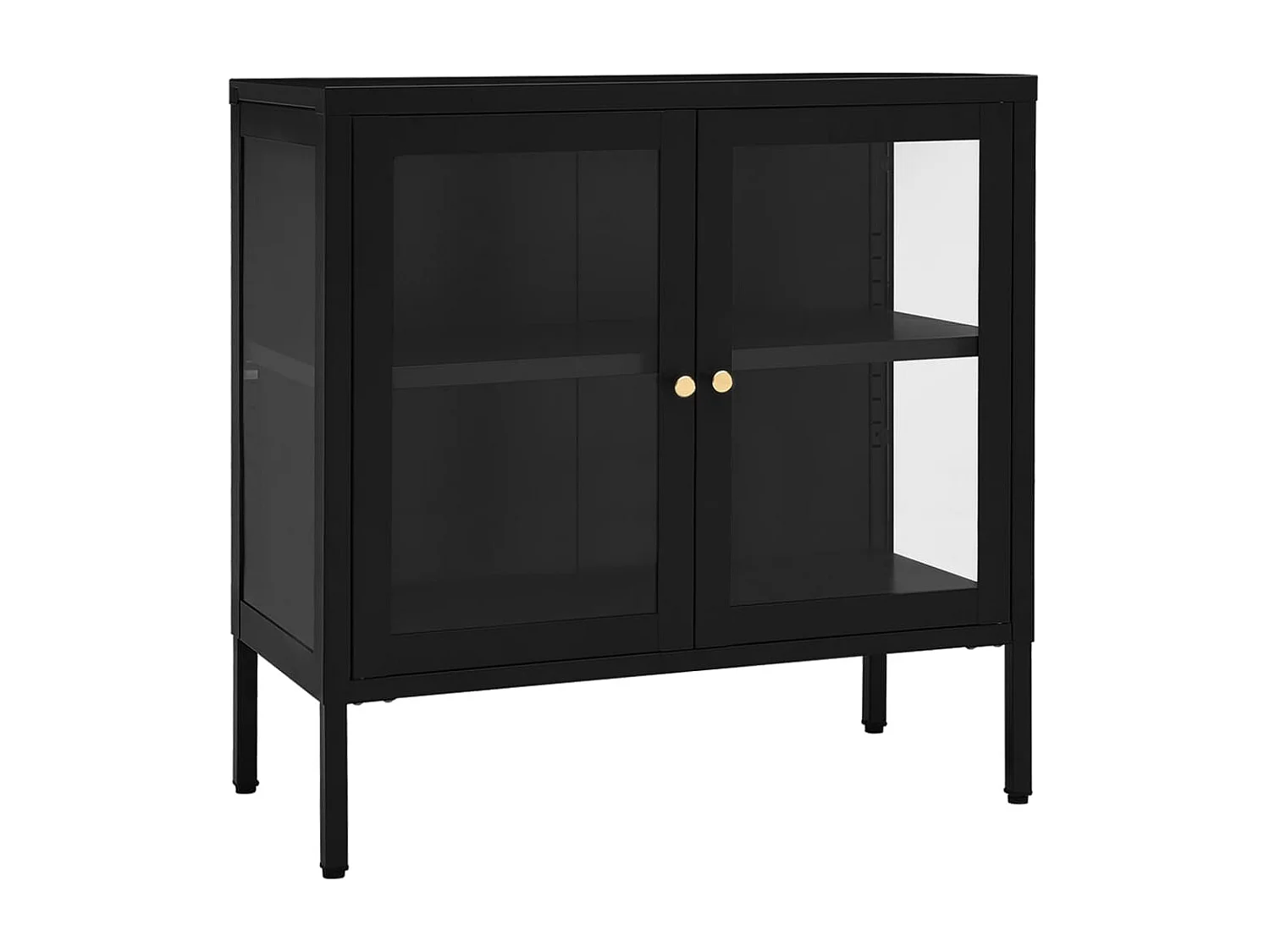 Credenza buffet cassettiera mobile contenitore organizer cucina soggiorno soggiorno 70 x 35 x 70 cm acciaio e vetro nero 02_0036106