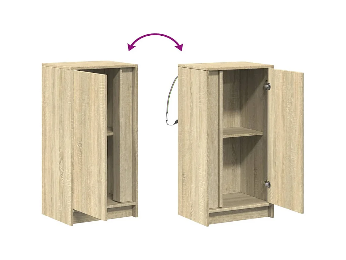 Aparador cómoda cómoda armario mueble organizador cocina salón salón con Sonoma LED 42,5 x 34 x 85 cm madera contrachapada marrón 02_0029796
