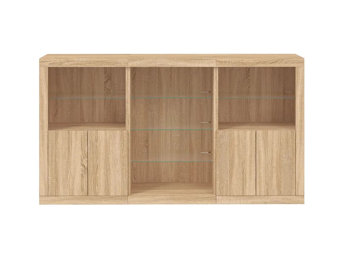 Buffet aparador cômoda armário organizador de unidade cozinha sala sala com luzes LED sonoma 181,5 x 37 x 100 cm marrom 02_0029947