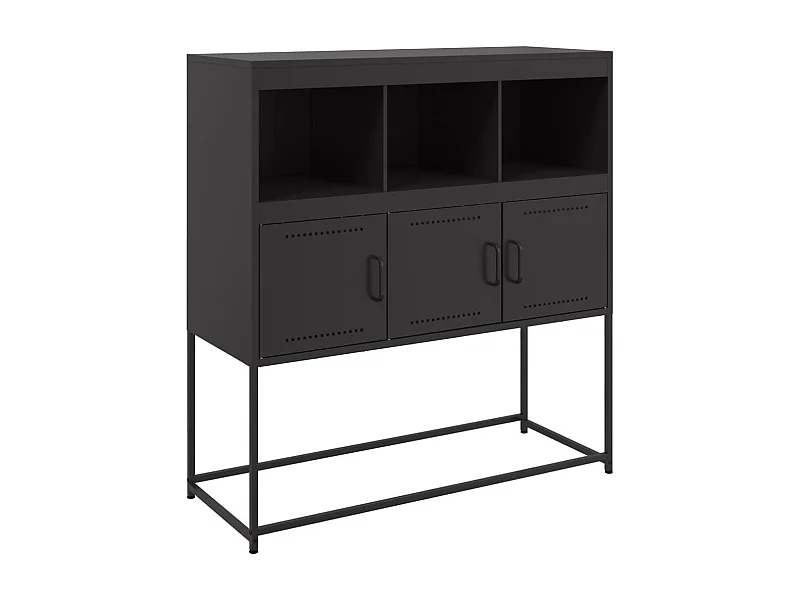 Aparador buffet cómoda mueble almacenaje organizador cocina salón salón 100,5 x 39 x 107 cm acero negro 02_0035778