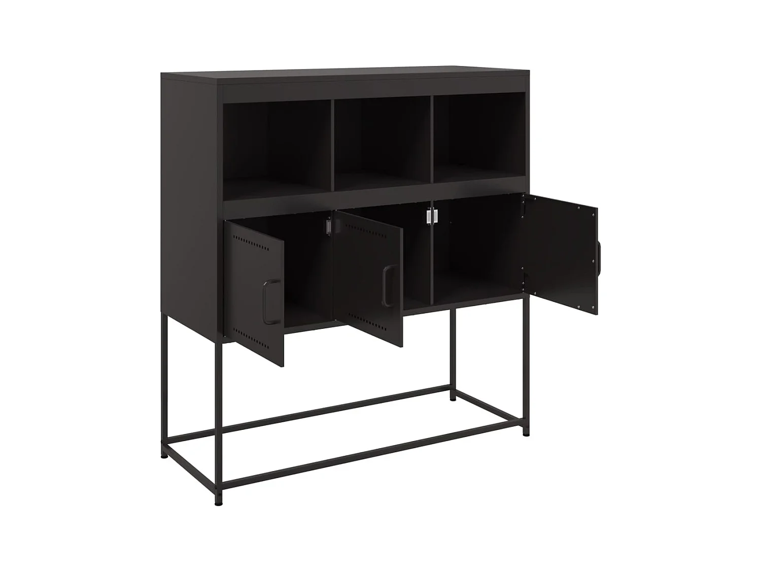 Aparador buffet cómoda mueble almacenaje organizador cocina salón salón 100,5 x 39 x 107 cm acero negro 02_0035778