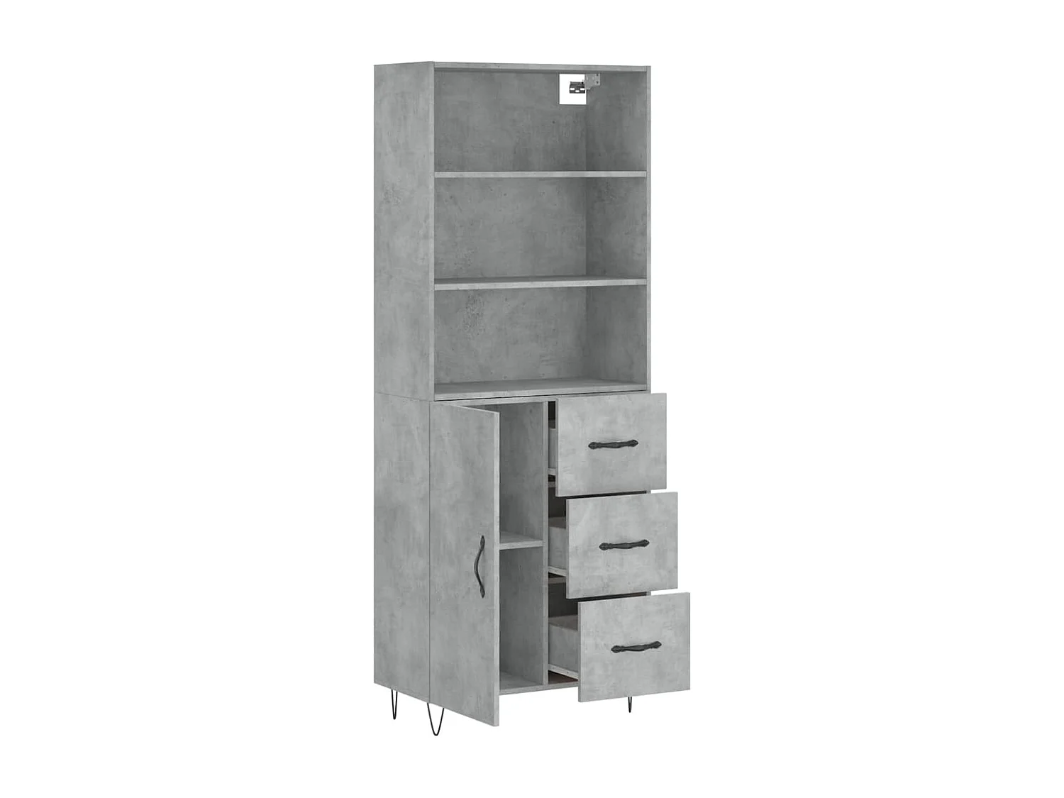 Credenza buffet cassettiera mobile contenitore organizer cucina soggiorno soggiorno alto 69,5 x 34 x 180 cm derivati ​​del legno grigio 02_0034616