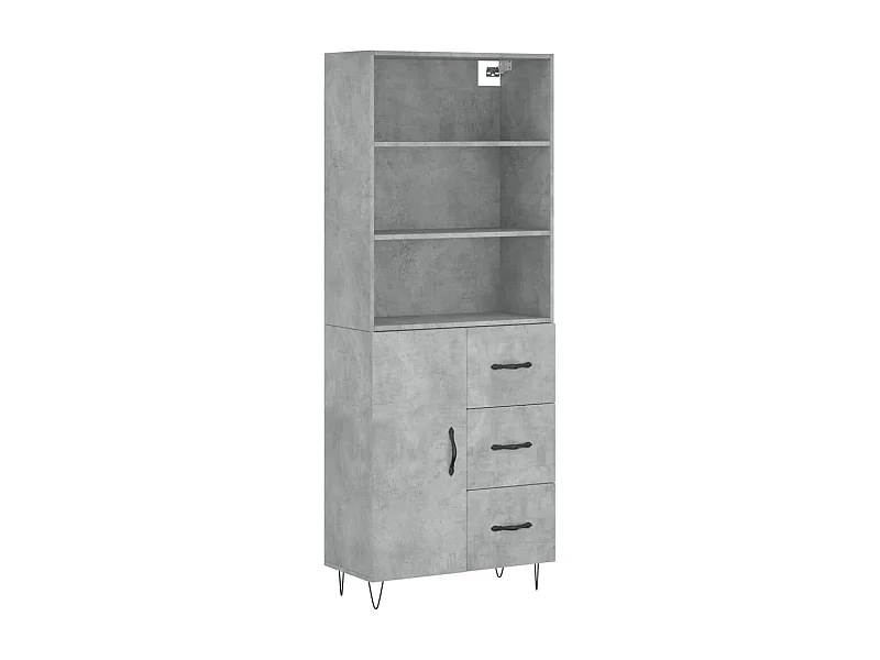 Credenza buffet cassettiera mobile contenitore organizer cucina soggiorno soggiorno alto 69,5 x 34 x 180 cm derivati ​​del legno grigio 02_0034616