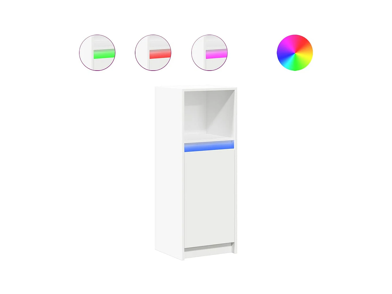 Credenza Credenza Cassettiera Armadietto Portaoggetti Organizer Cucina Soggiorno Soggiorno con LED 38 x 34 x 100 cm Legno composito bianco 02_0029770