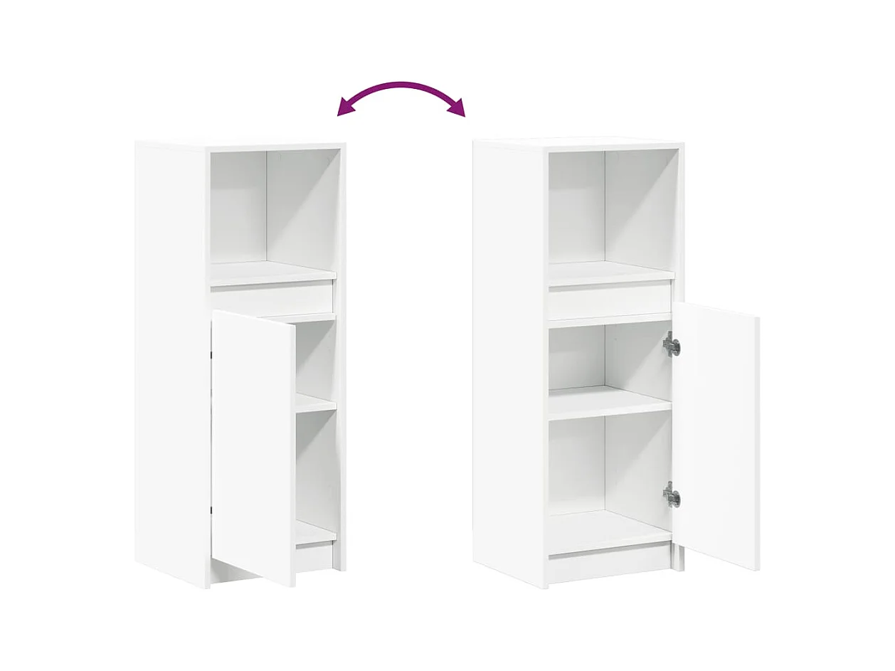 Credenza Credenza Cassettiera Armadietto Portaoggetti Organizer Cucina Soggiorno Soggiorno con LED 38 x 34 x 100 cm Legno composito bianco 02_0029770