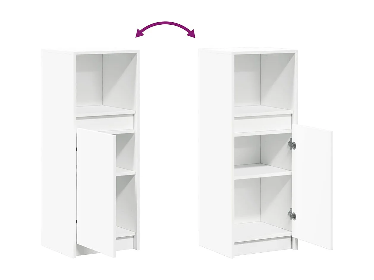 Aparador Cómoda Cómoda Armario Organizador Cocina Salón Salón con LED 38 x 34 x 100 cm Madera contrachapada blanca 02_0029770