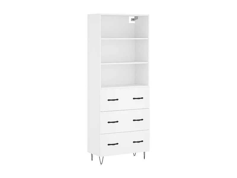 Aparador cómoda cómoda armario mueble organizador cocina salón salón alto 69,5 x 34 x 180 cm madera contrachapada blanco 02_0032732
