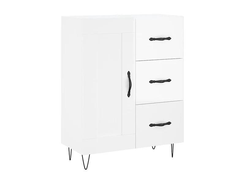 Buffet aparador cômoda armário unidade de armazenamento organizador cozinha sala brilhante 69,5 x 34 x 90 cm madeira trabalhada branca 02_0030693
