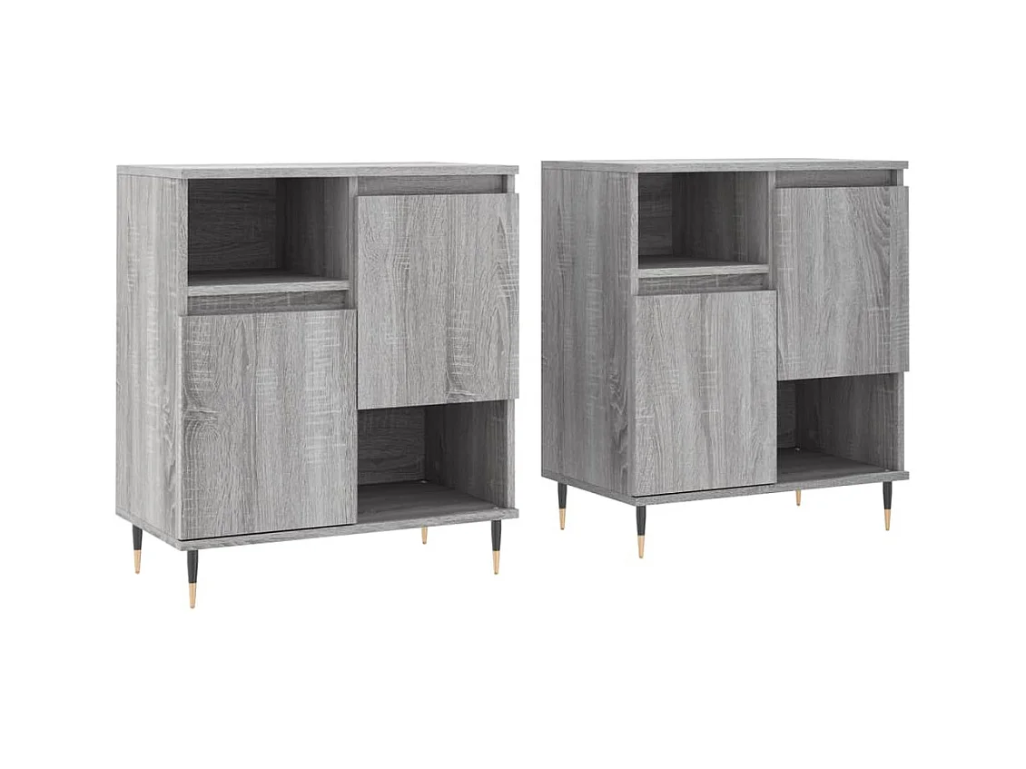Credenza buffet cassettiera mobile contenitore organizer cucina soggiorno soggiorni set da 2 sonoma pannelli in MDF grigio 02_0036973