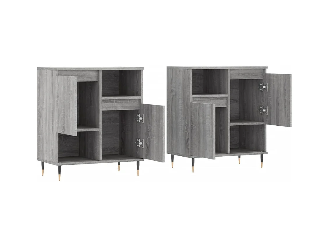 Credenza buffet cassettiera mobile contenitore organizer cucina soggiorno soggiorni set da 2 sonoma pannelli in MDF grigio 02_0036973