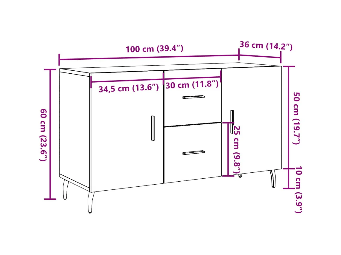 bahut commode armoire bois marron 100 x 36 x 60 cm 02_0036595