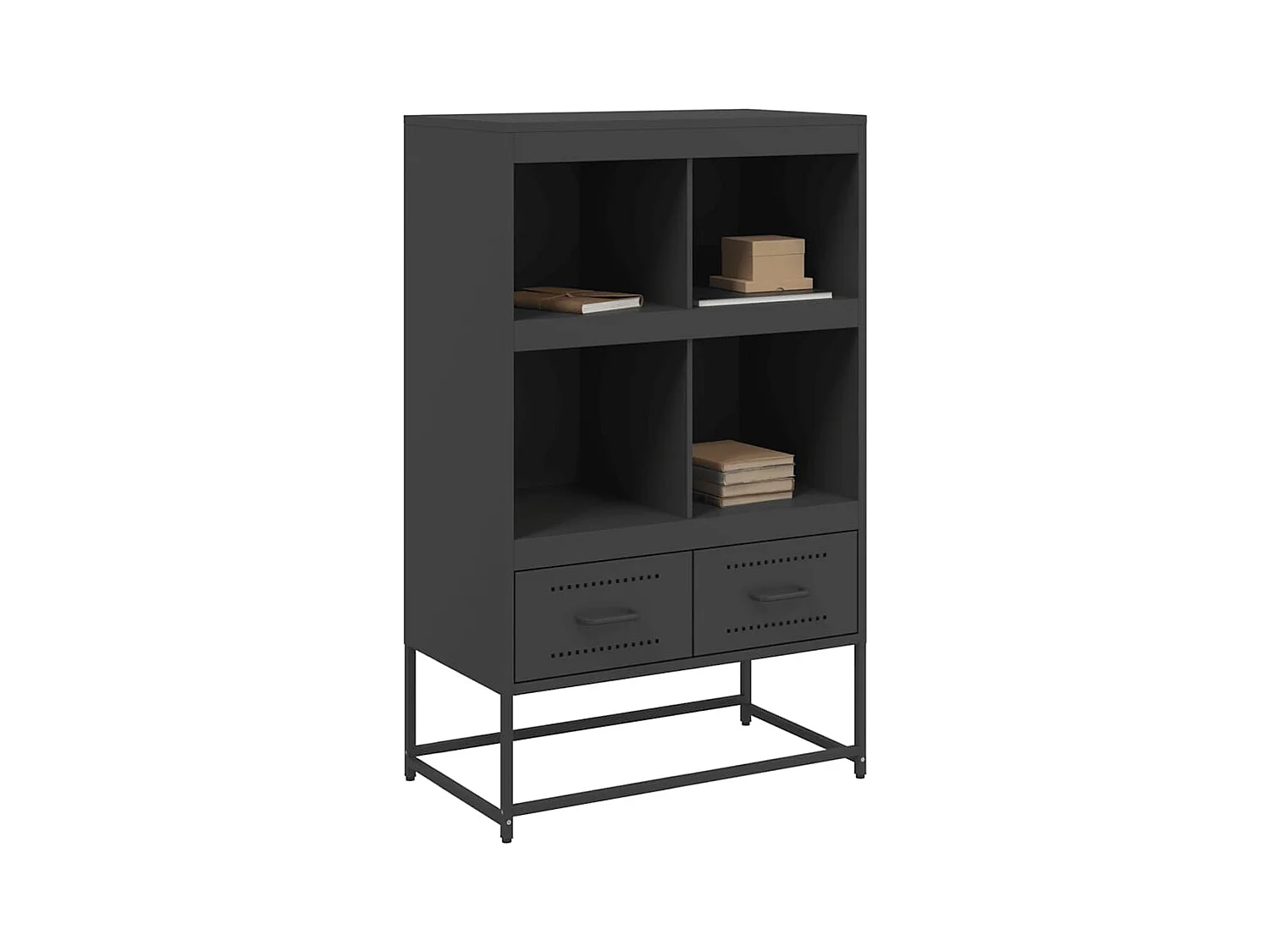 Aparador cómoda cómoda armario mueble organizador cocina salón salón alto 68 x 39 x 111,5 cm acero negro 02_0034962