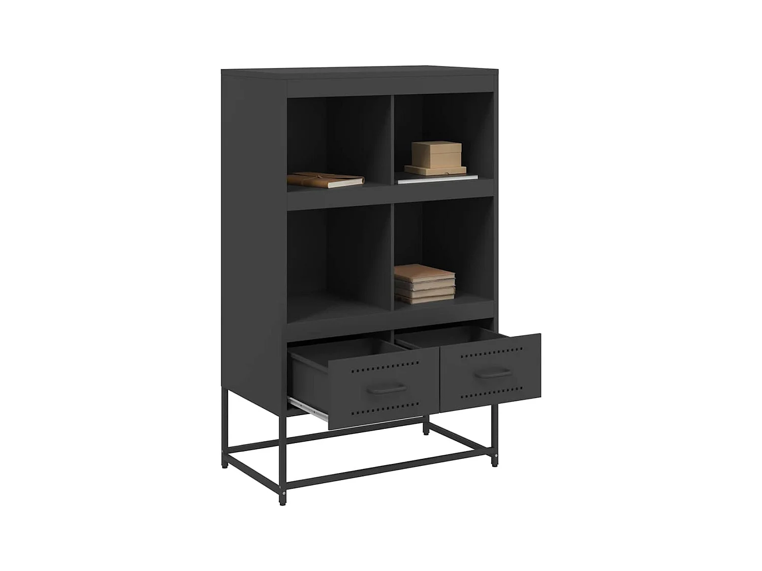 Aparador cómoda cómoda armario mueble organizador cocina salón salón alto 68 x 39 x 111,5 cm acero negro 02_0034962