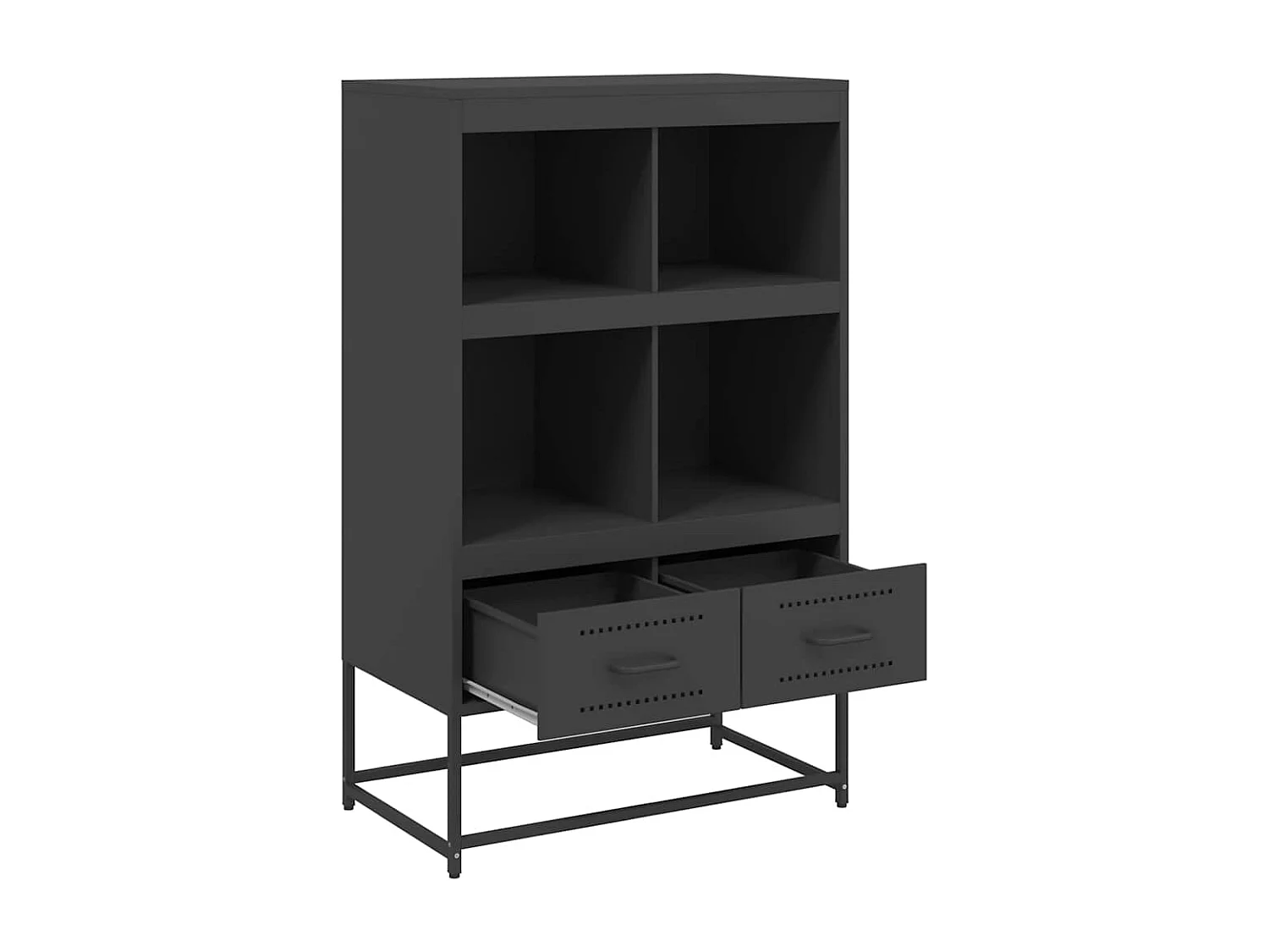 Aparador cómoda cómoda armario mueble organizador cocina salón salón alto 68 x 39 x 111,5 cm acero negro 02_0034962