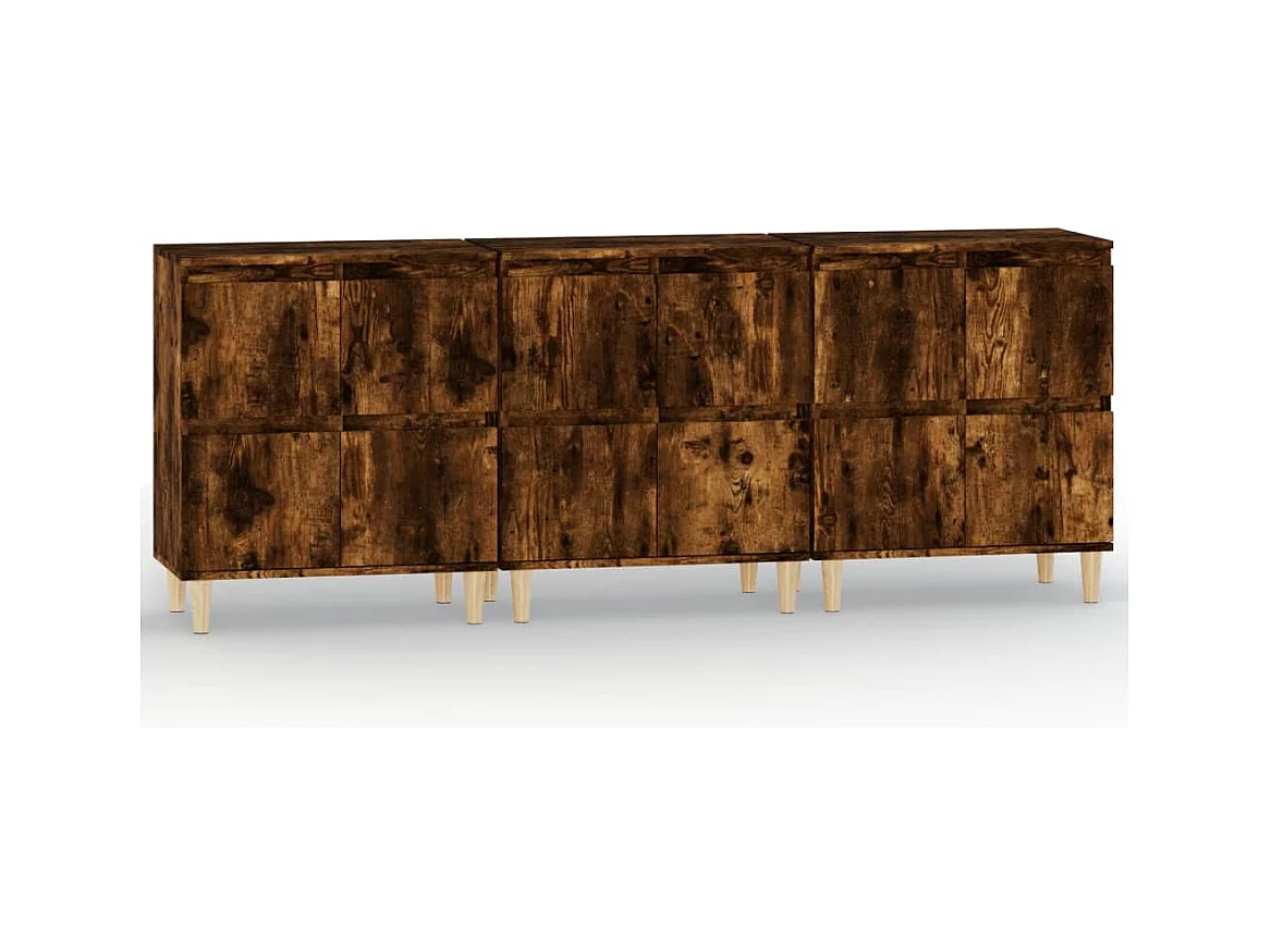 Credenza buffet cassettiera mobile contenitore organizer cucina soggiorno soggiorni 3 pz 60 x 35 x 70 cm derivati ​​del legno marrone 02_0037049