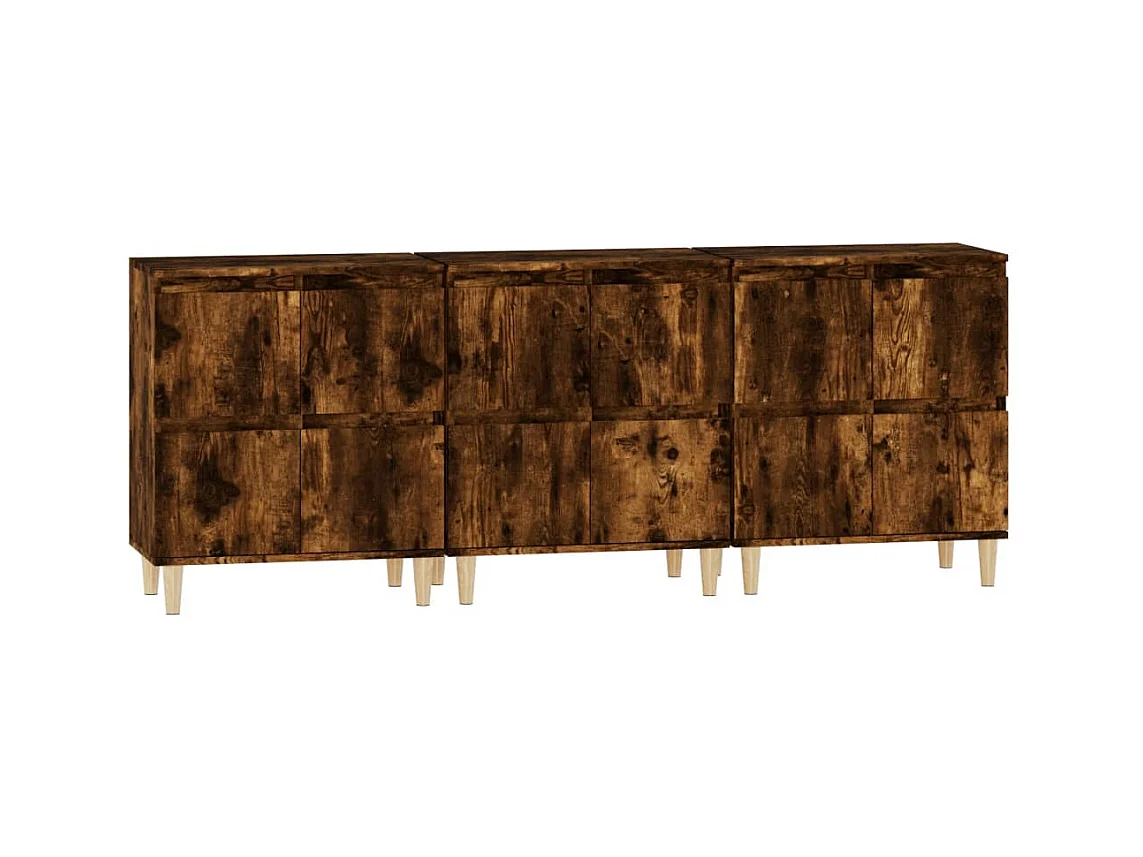 Credenza buffet cassettiera mobile contenitore organizer cucina soggiorno soggiorni 3 pz 60 x 35 x 70 cm derivati ​​del legno marrone 02_0037049