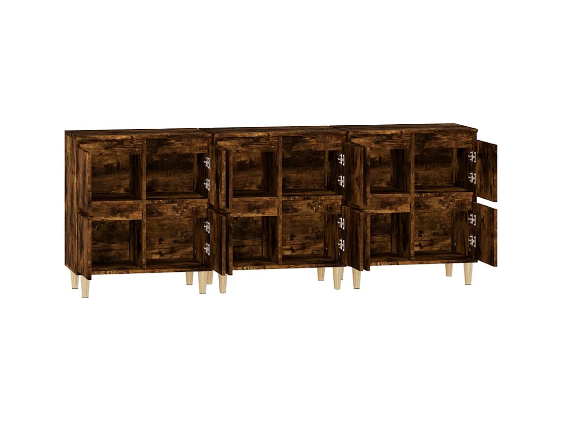 Credenza buffet cassettiera mobile contenitore organizer cucina soggiorno soggiorni 3 pz 60 x 35 x 70 cm derivati ​​del legno marrone 02_0037049