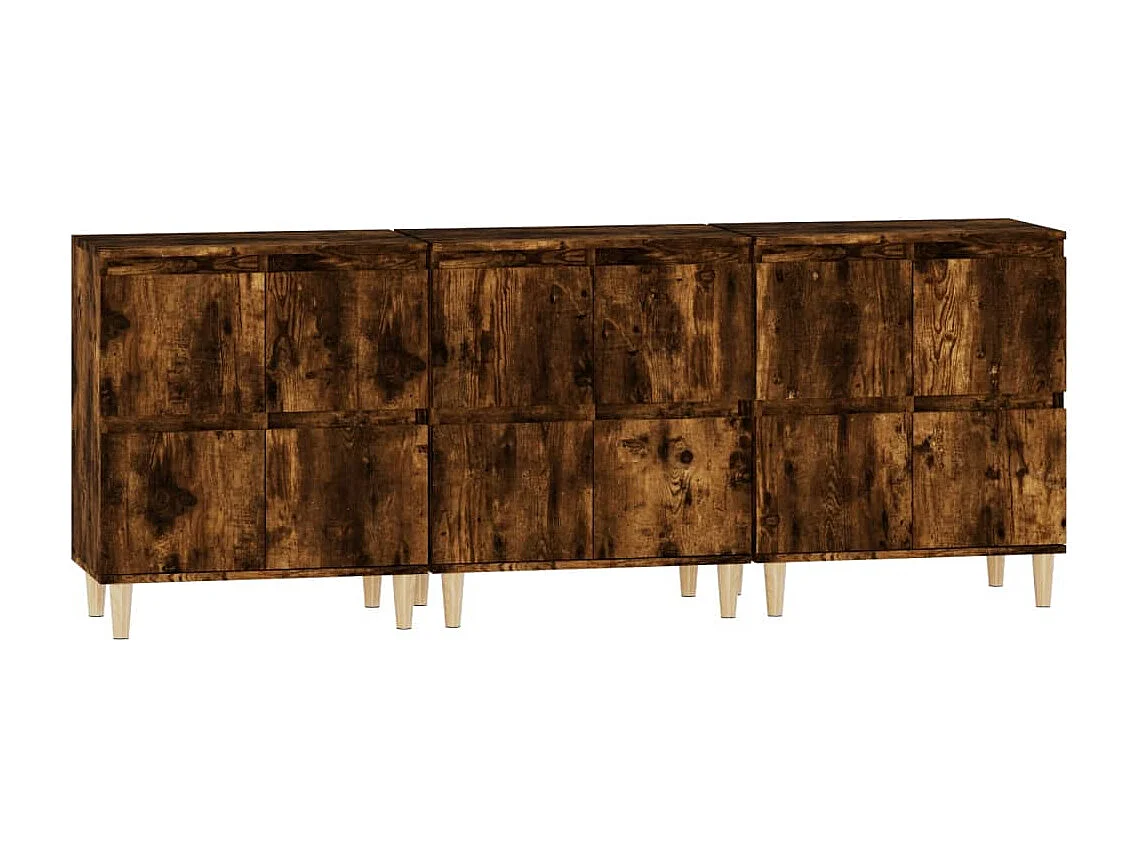 Credenza buffet cassettiera mobile contenitore organizer cucina soggiorno soggiorni 3 pz 60 x 35 x 70 cm derivati ​​del legno marrone 02_0037049