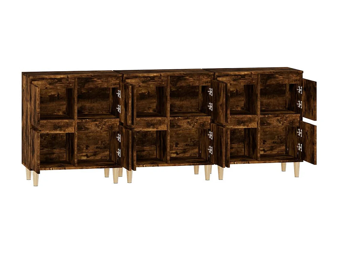 Credenza buffet cassettiera mobile contenitore organizer cucina soggiorno soggiorni 3 pz 60 x 35 x 70 cm derivati ​​del legno marrone 02_0037049