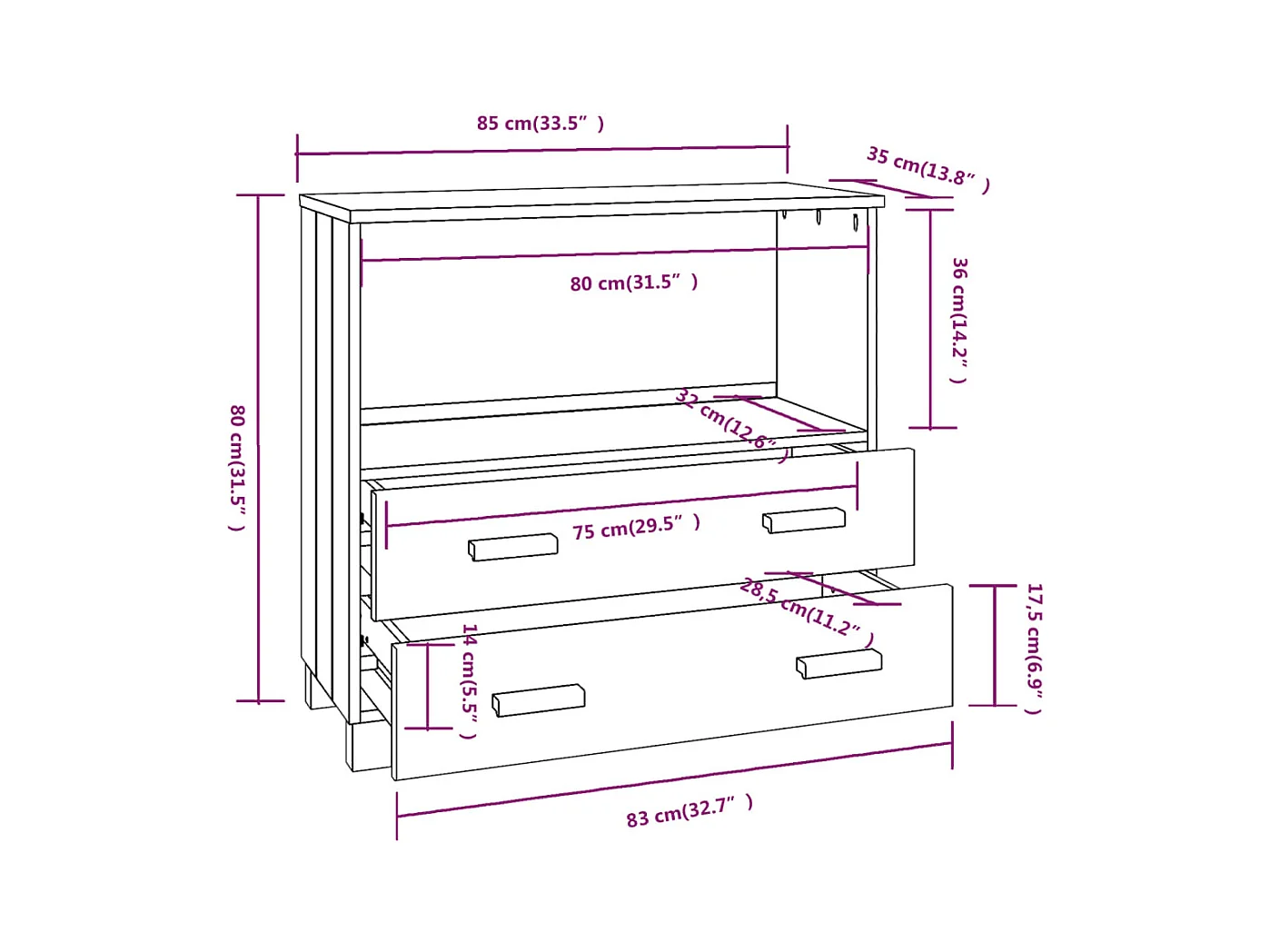 bahut commode armoire bois blanche 85 x 35 x 80 cm 02_0032134