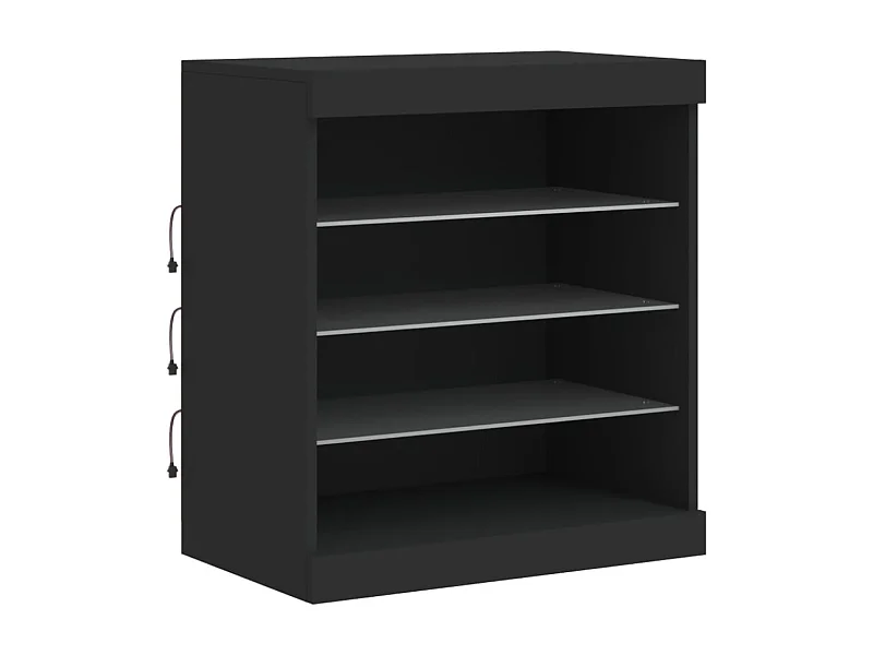 Aparador cômoda armário armário organizador cozinha sala sala com luzes LED 60,5 x 37 x 67 cm preto 02_0030041