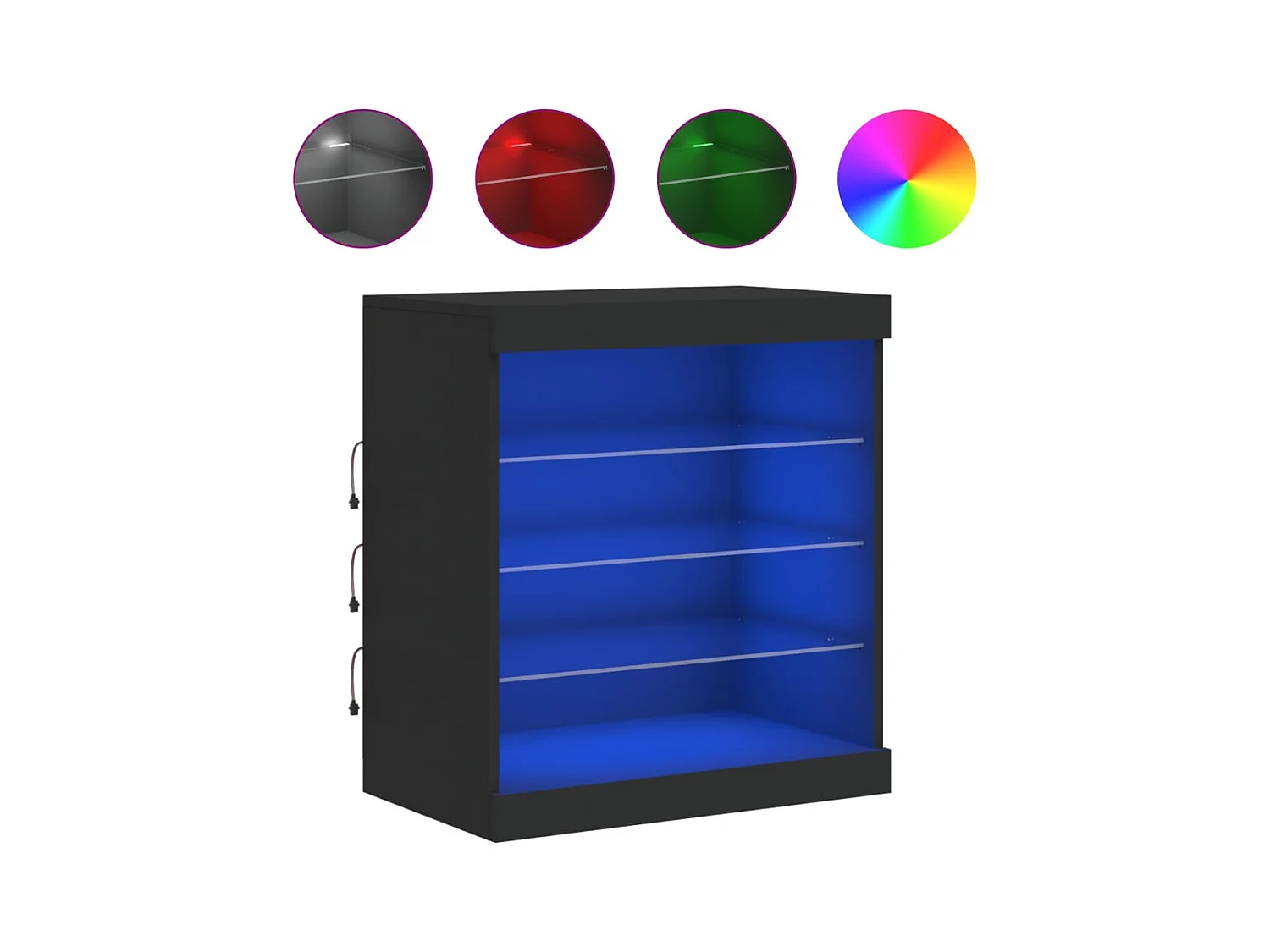 Credenza buffet cassettiera mobile contenitore organizer cucina soggiorno soggiorno con luci a LED 60,5 x 37 x 67 cm nero 02_0030041