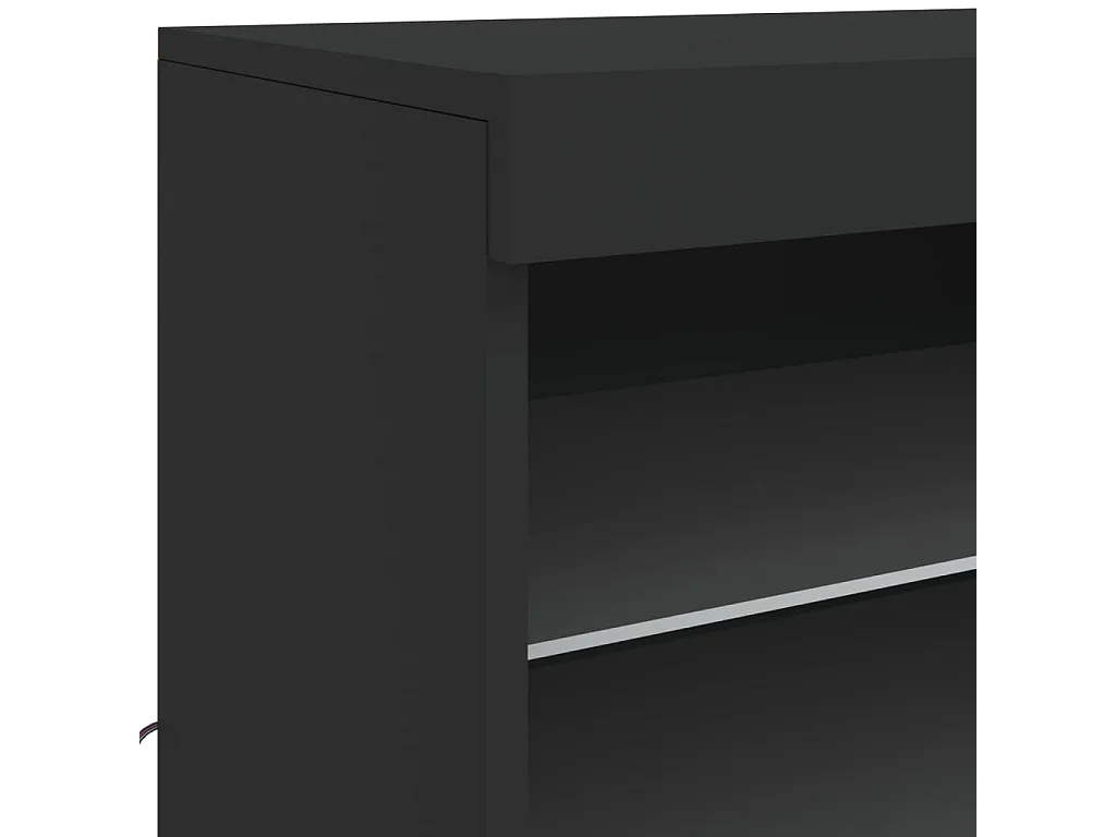 Credenza buffet cassettiera mobile contenitore organizer cucina soggiorno soggiorno con luci a LED 60,5 x 37 x 67 cm nero 02_0030041