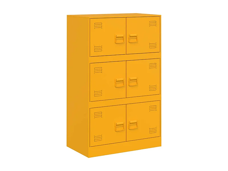 Buffet aparador cômoda armário unidade de armazenamento organizador cozinha sala sala amarelo mostarda 67 x 39 x 107 cm aço amarelo 02_0035698