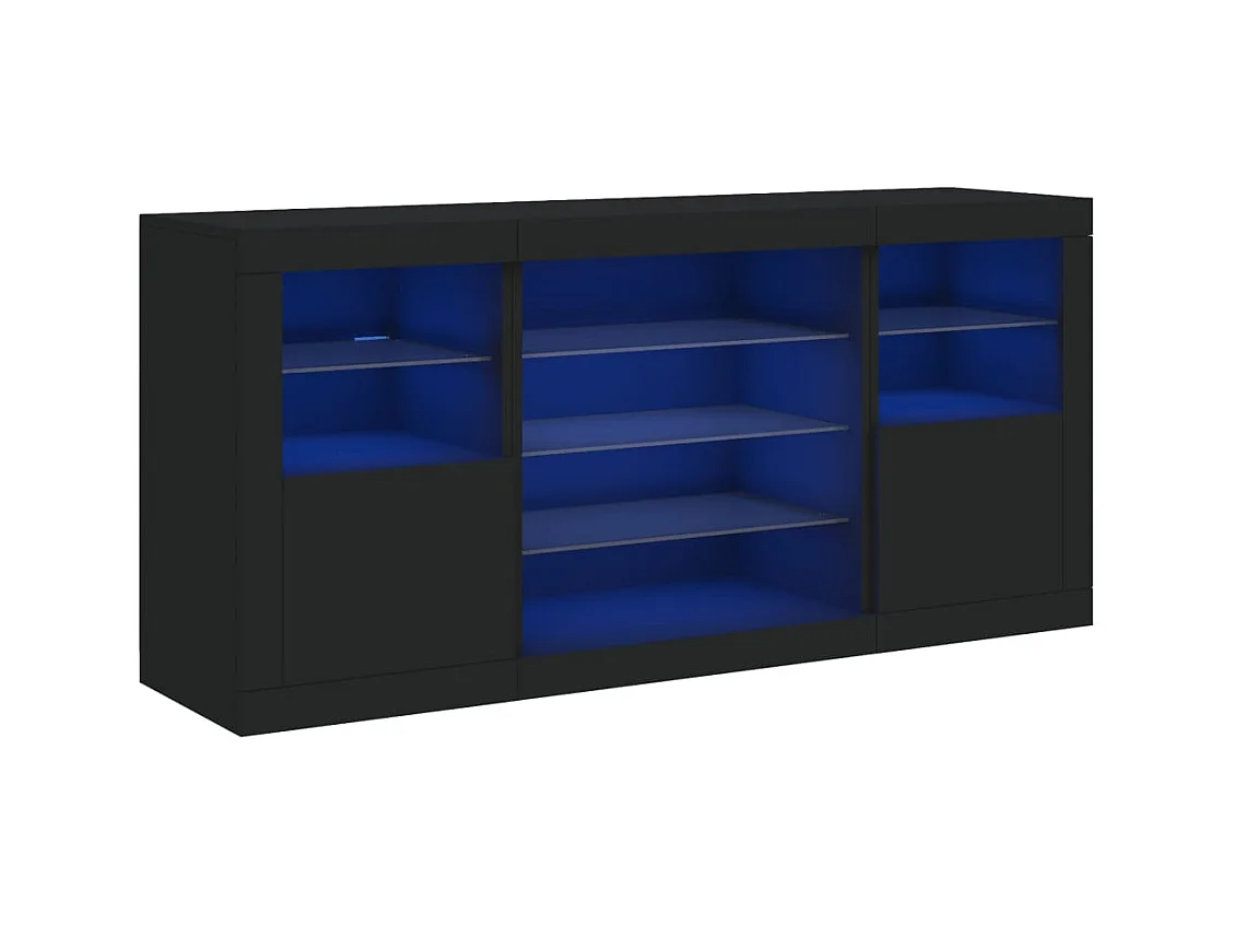 Aparador buffet cómoda armario mueble organizador cocina salón salón con luces LED 142,5 x 37 x 67 cm negro 02_0030014