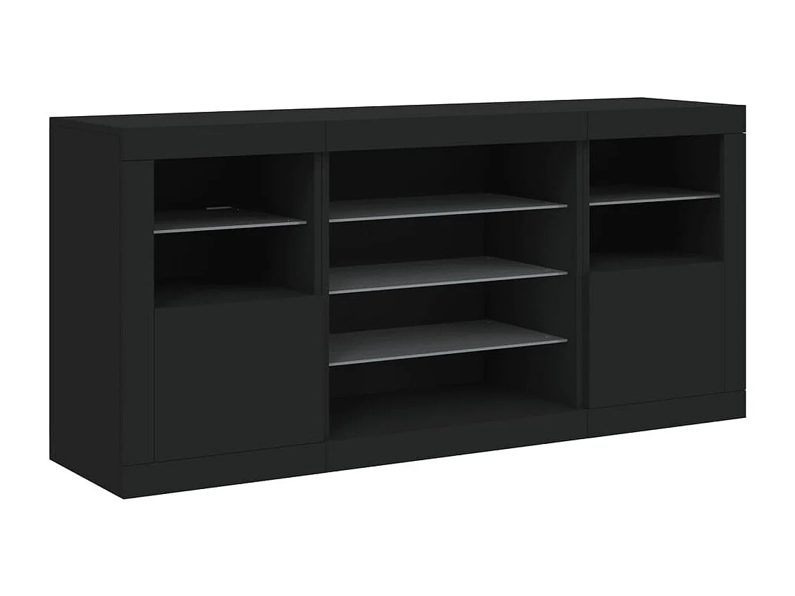 Aparador buffet cómoda armario mueble organizador cocina salón salón con luces LED 142,5 x 37 x 67 cm negro 02_0030014