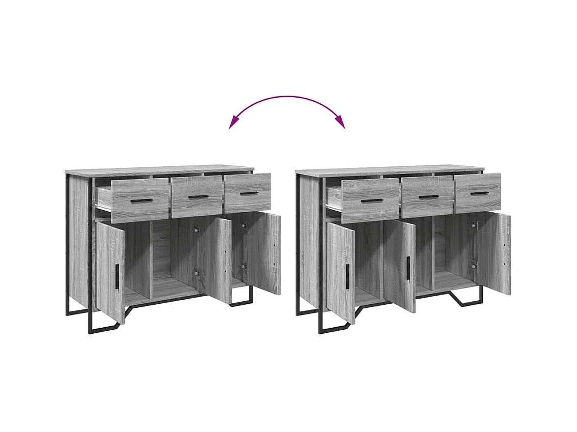 Aparador buffet cómoda armario unidad de almacenamiento organizador cocina salón salón Sonoma 97 x 32,5 x 74,5 cm madera contrachapada gris 02_0036560