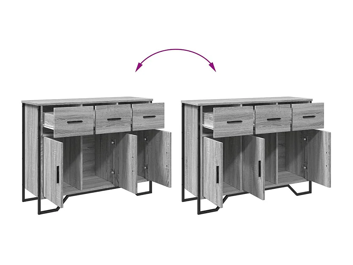 Aparador buffet cómoda armario unidad de almacenamiento organizador cocina salón salón Sonoma 97 x 32,5 x 74,5 cm madera contrachapada gris 02_0036560