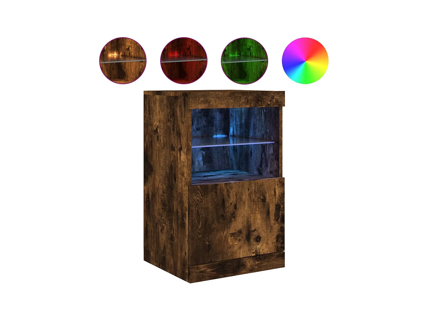 Aparador cômoda armário armário organizador cozinha sala sala com luzes LED 41 x 37 x 67 cm marrom 02_0029885